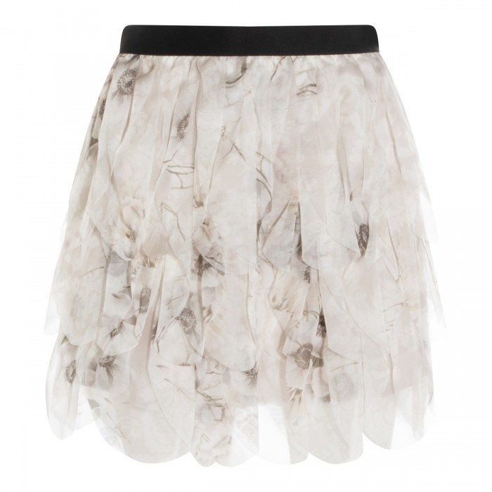 PEARL GREY SILK SKIRT 