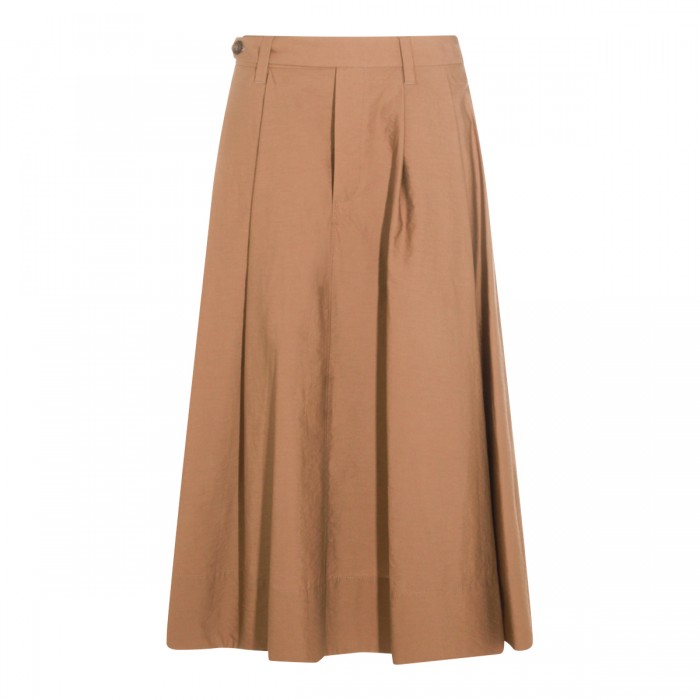 CAMEL MIDI COTTON SKIRT
