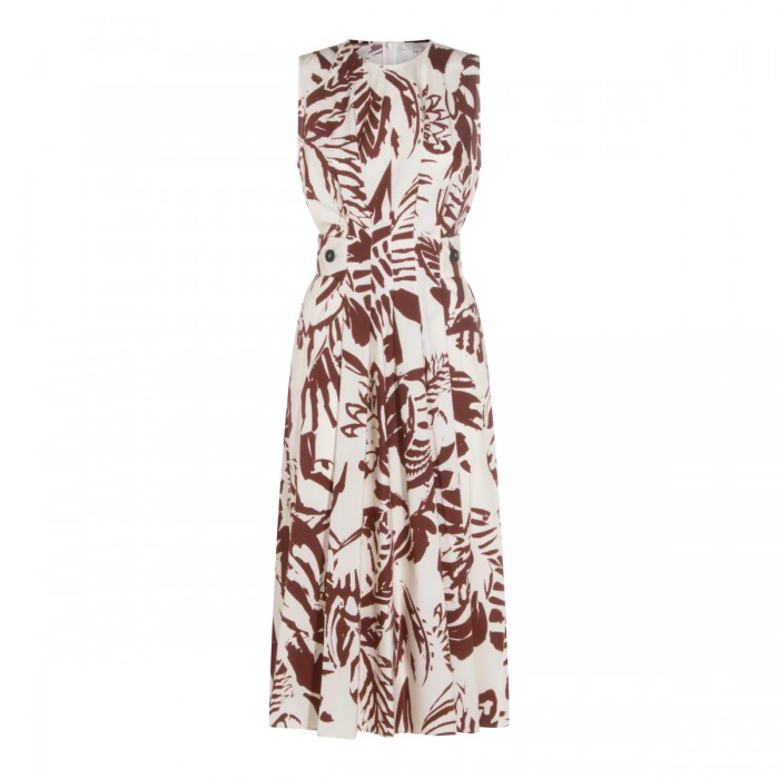 WHITE AND BROWN COTTON DRESS