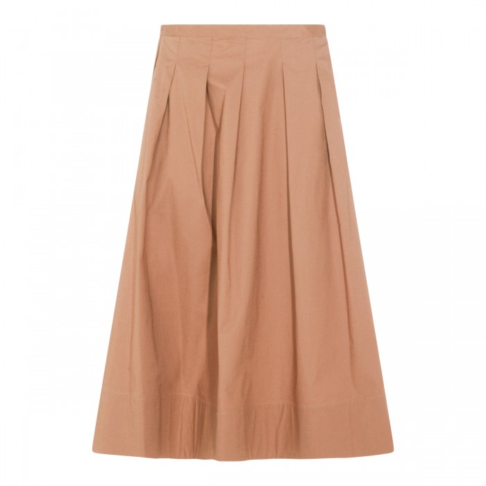 BEIGE COTTON MIDI SKIRT