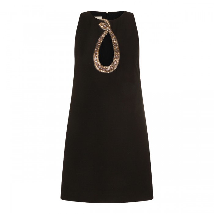 BLACK WOOL MINI DRESS