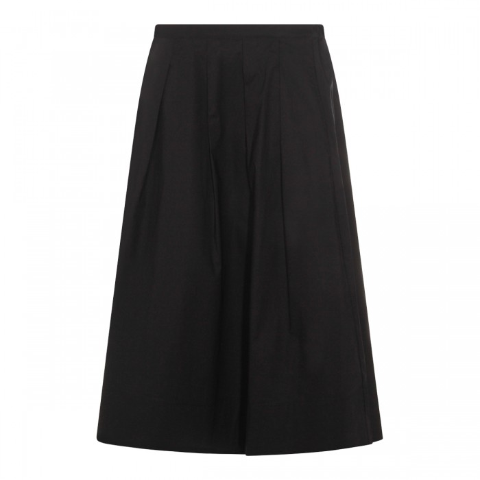 BLACK COTTON MIDI SKIRT