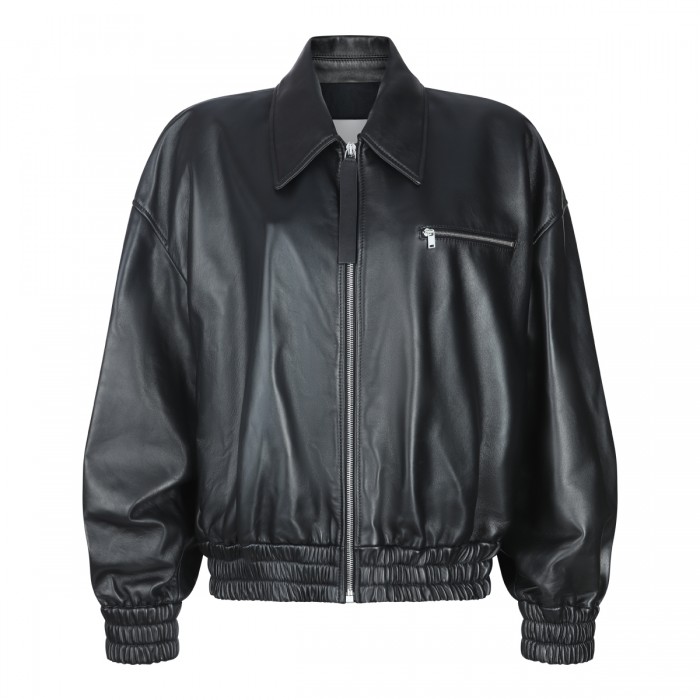 BLACK COTTON LEATHER JACKET
