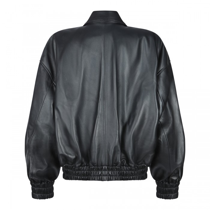 BLACK COTTON LEATHER JACKET 2