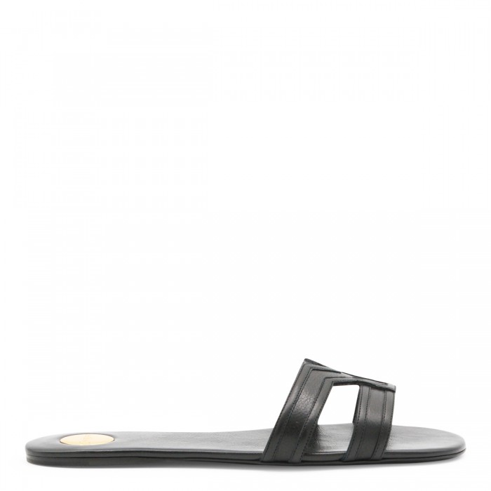 BLACK LEATHER FLATS