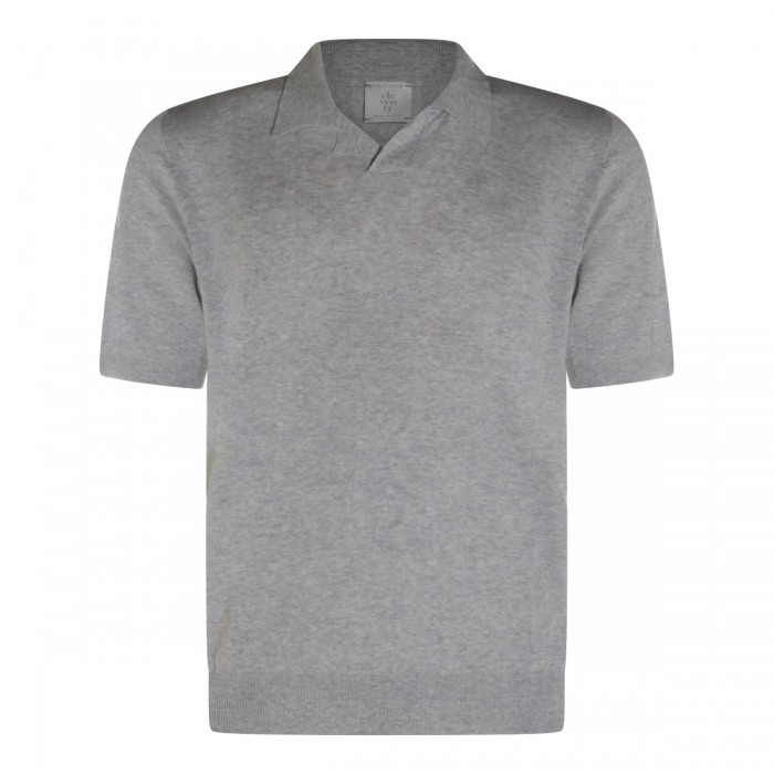 GREY LINEN AND COTTON POLO...