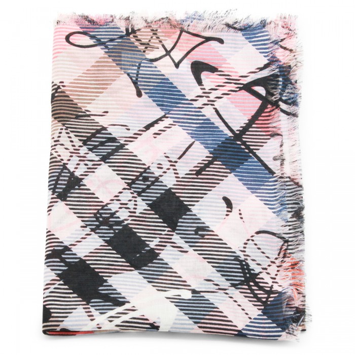 PINK WOOL CHECK SCARF