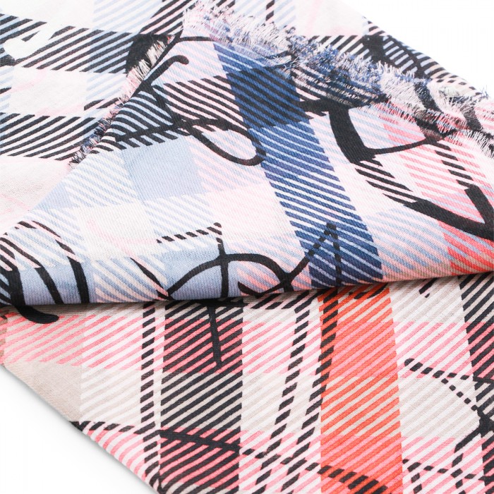 PINK WOOL CHECK SCARF 2