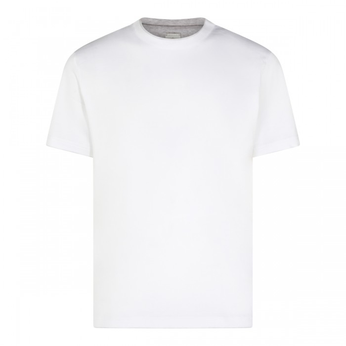WHITE AND GREY COTTON T-SHIRT