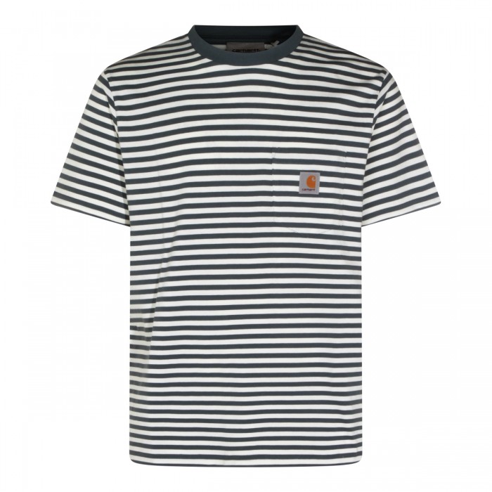 BLUE AND WHITE COTTON T-SHIRT