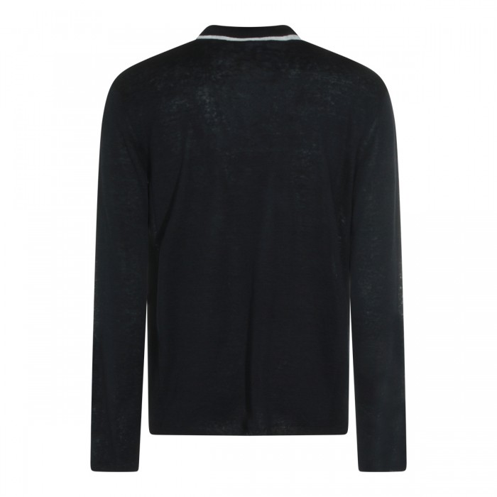 NAVY LINEN SILK BLEND POLO... 2