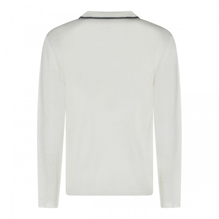 IVORY LINEN SILK BLEND POLO... 2