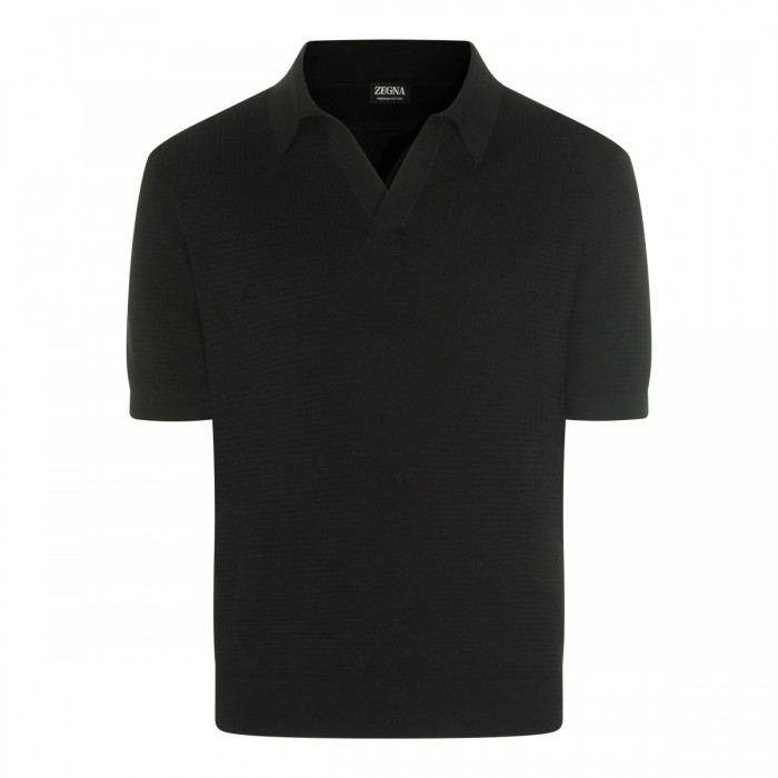 BLACK COTTON POLO SHIRT