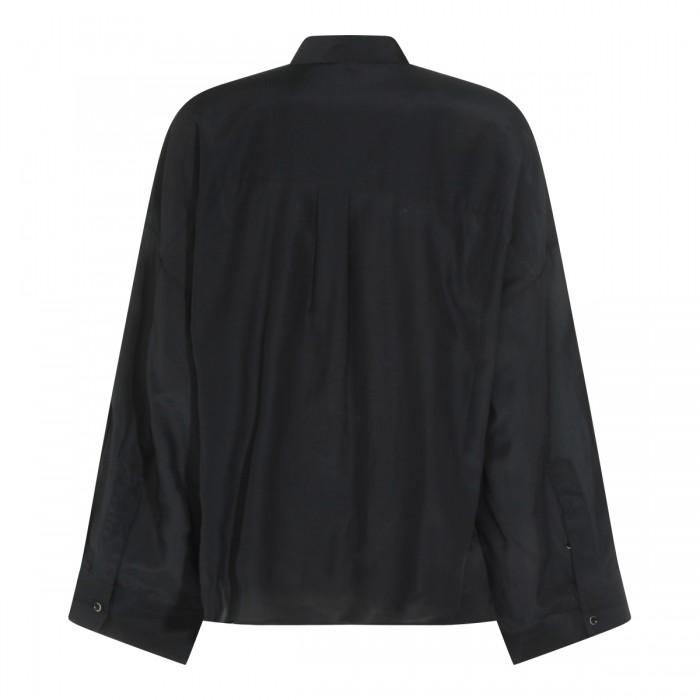 NAVY SILK COTTON BLEND SHIRT 2