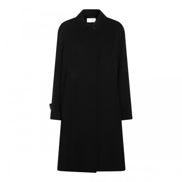 BLACK WOOL DAYTON TRENCH COAT