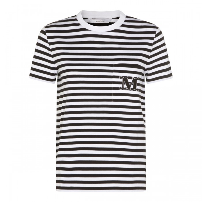 WHITE AND BLACK COTTON T-SHIRT