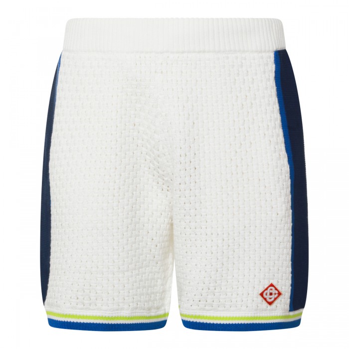 WHITE AND BLUE COTTON SHORTS