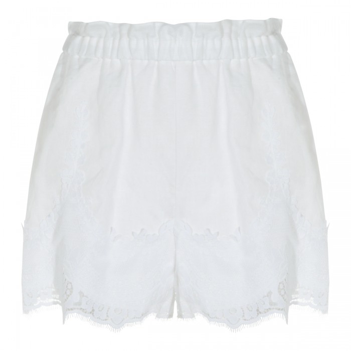 WHITE LINEN SHORTS