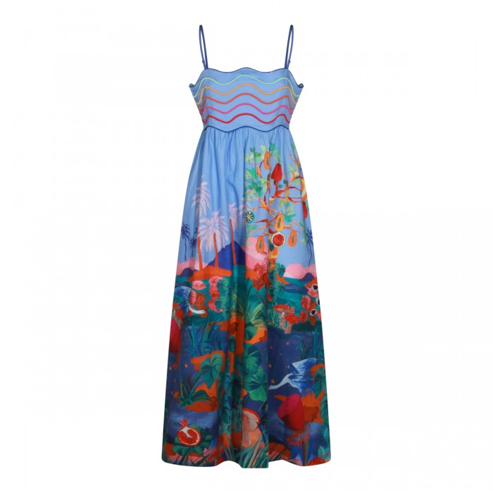 BLUE COTTON MAXI DRESS