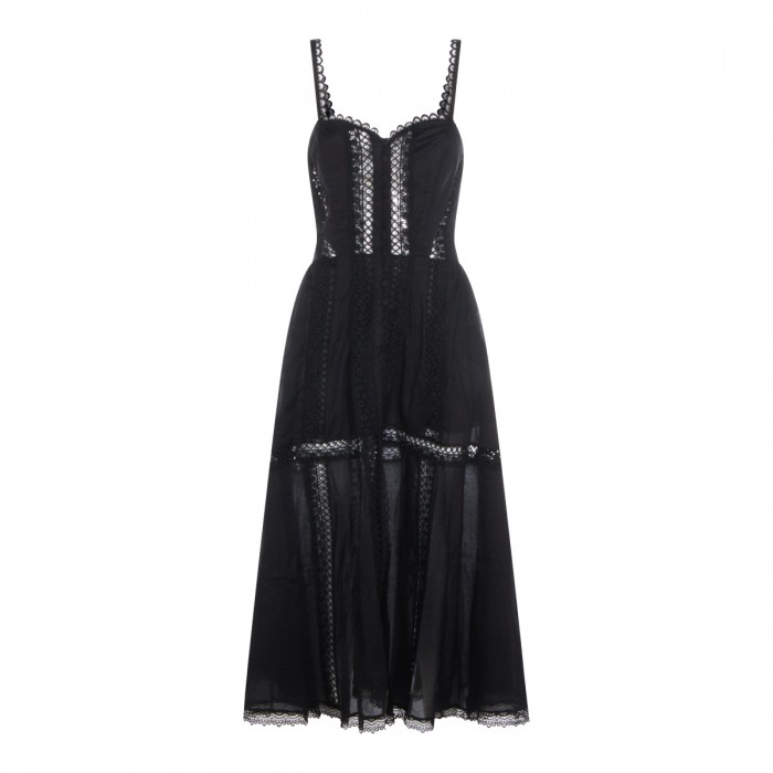BLACK COTTON MIDI DRESS