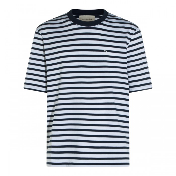 WHITE AND BLUE COTTON T-SHIRT