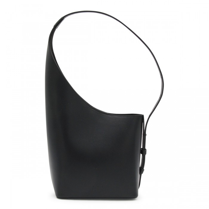 BLACK LEATHER DEMI LUNE...