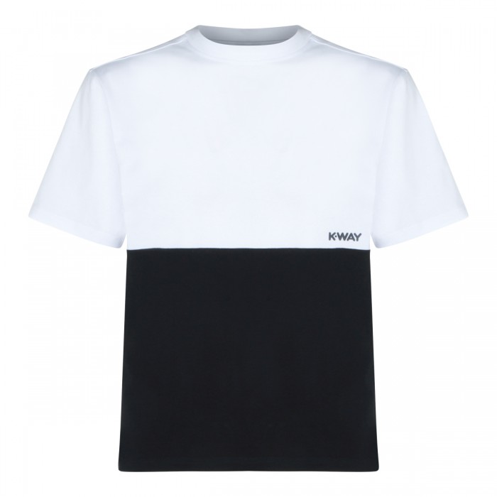 WHITE AND BLACK COTTON T-SHIRT