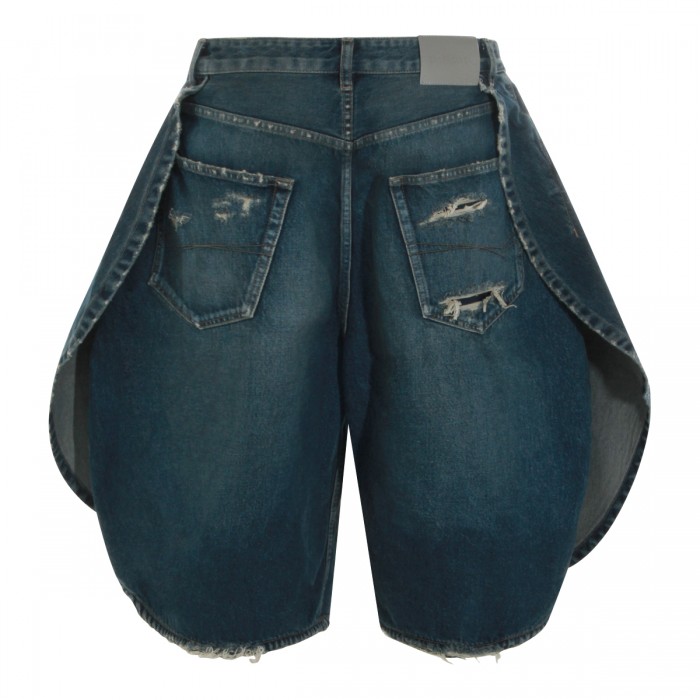 DARK BLUE COTTON DENIM SHORTS 2