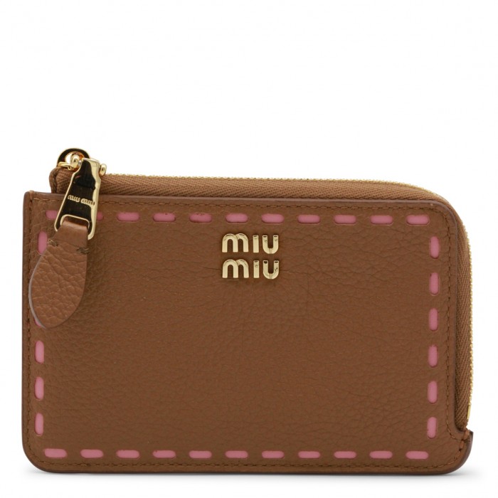 CARAMEL AND CORAL LEATHER...