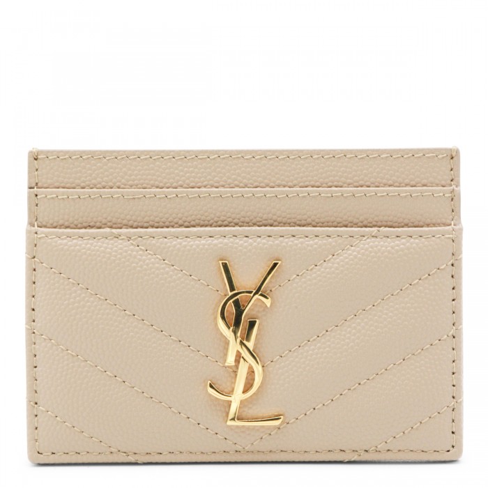 BEIGE LEATHER CARD HOLDER