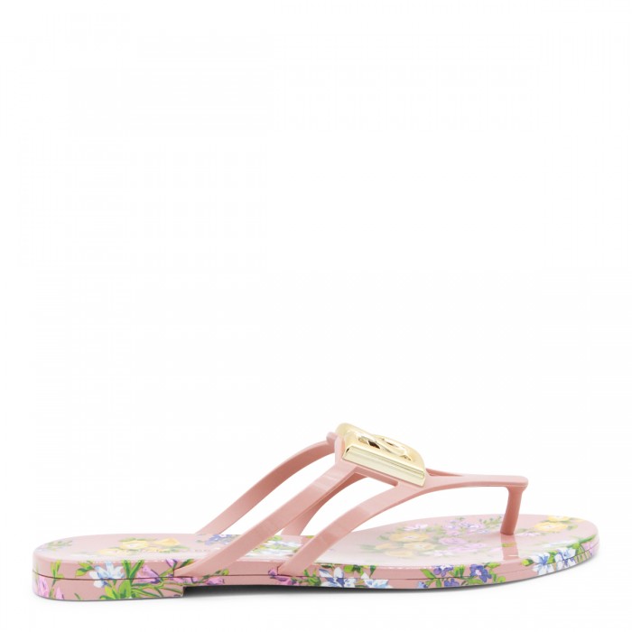 PINK LEATHER FLOREAL FLATS