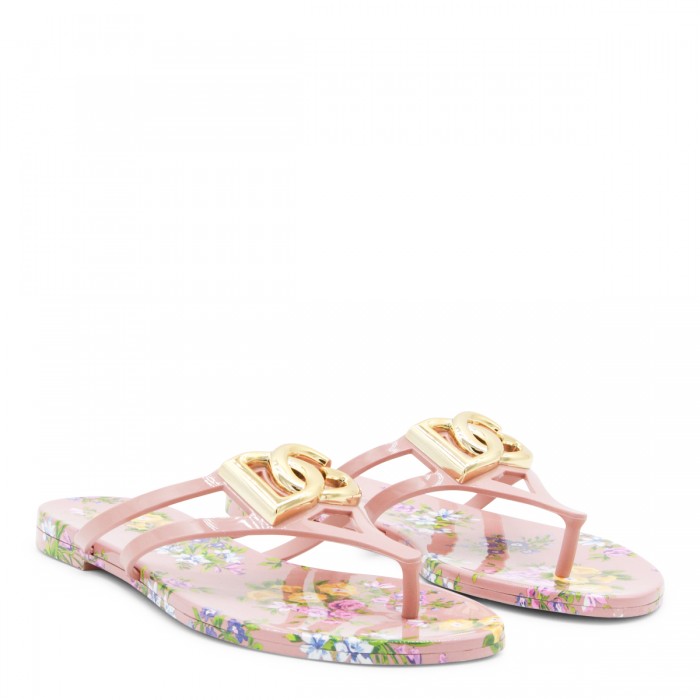 PINK LEATHER FLOREAL FLATS 2