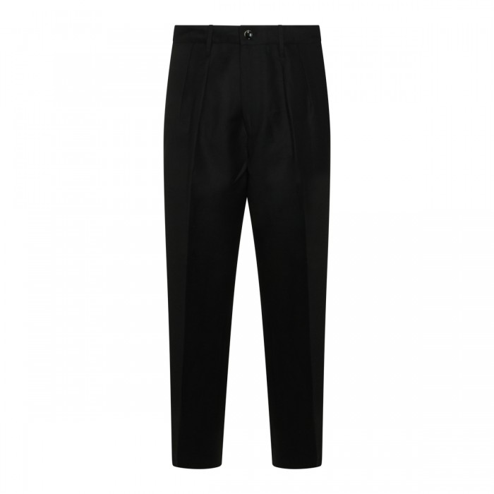 BLACK WOOL AND LINEN BLEND...