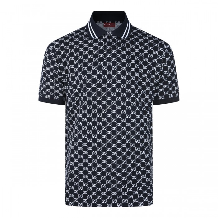 NAVY COTTON GG POLO SHIRT