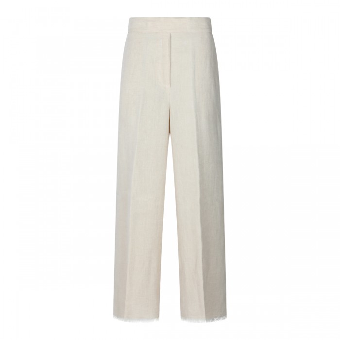 BEIGE LINEN WIDE PANTS