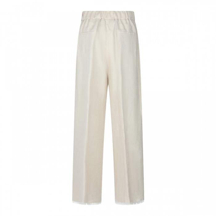 BEIGE LINEN WIDE PANTS 2