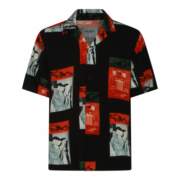 BLACK AND RED VISCOSE SHIRT