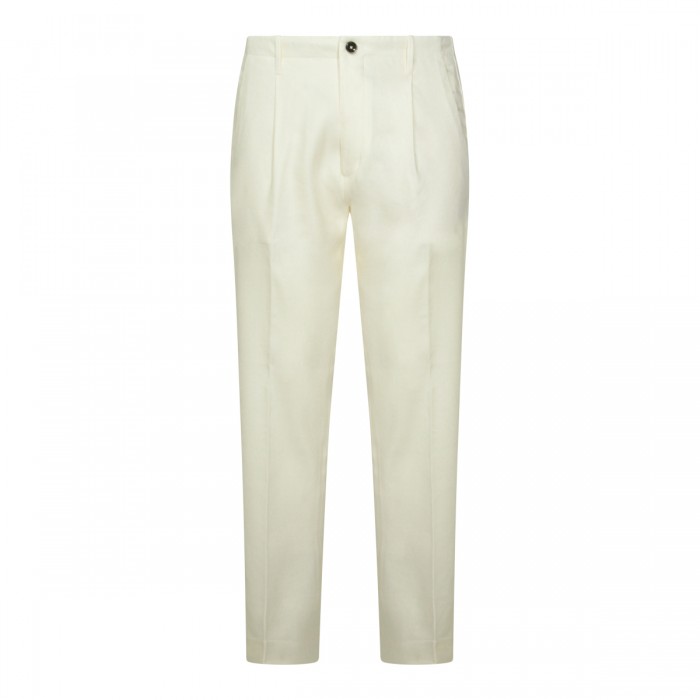 WHITE LINEN BLEND PANTS