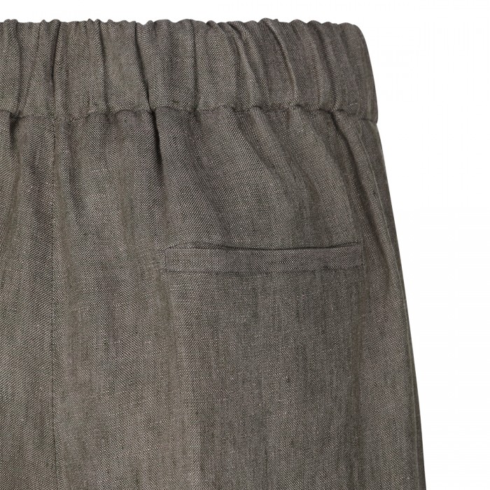 KHAKI LINEN WIDE PANTS 2