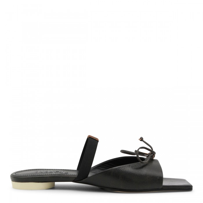 BLACK LEATHER SLINGBACK FLATS