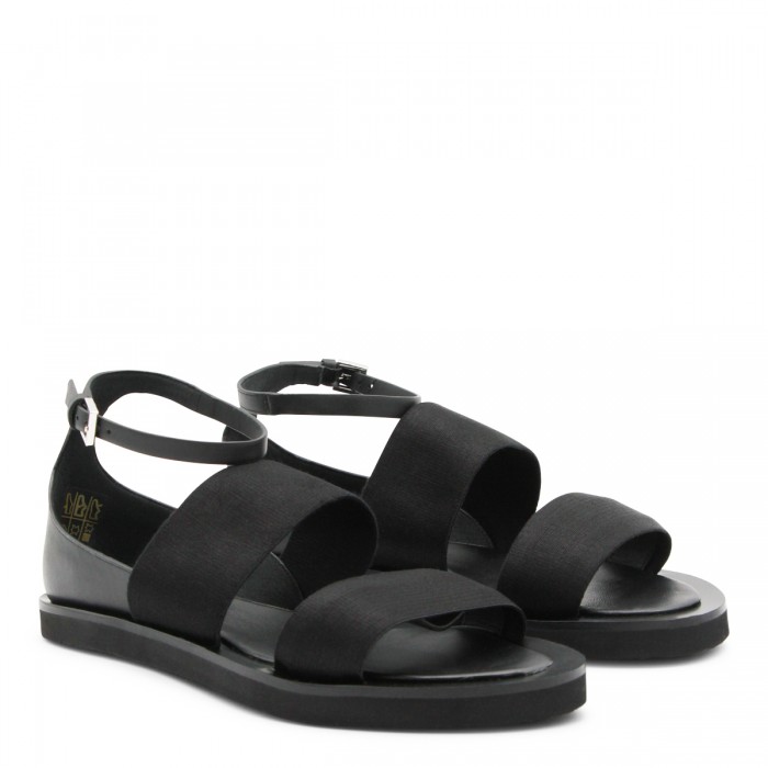 BLACK LEATHER MASONCIA SANDALS 2