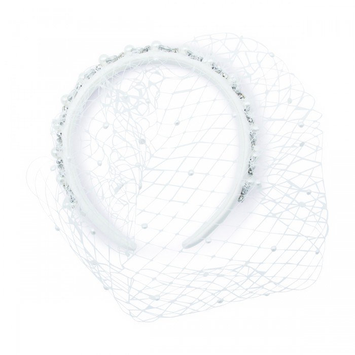 WHITE AND CRYSTAL HAIRBAND