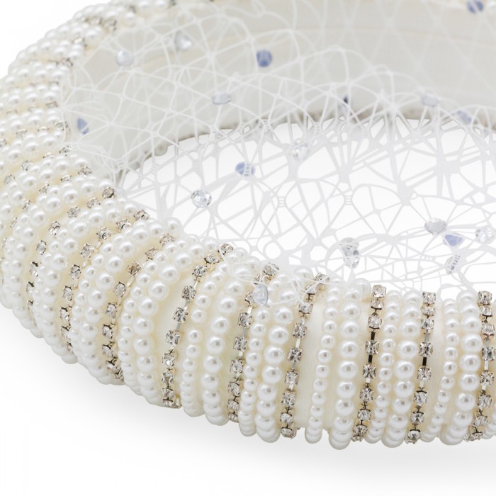 WHITE MESH CRYSTAL HAIRBAND 2