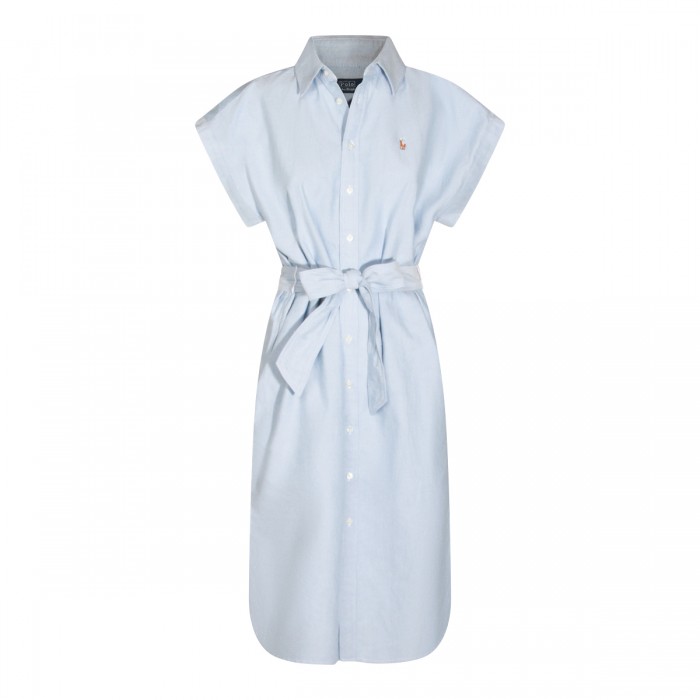 LIGHT BLUE COTTON MINI DRESS