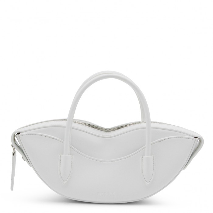 WHITE LEATHER TOP HANDLE BAG