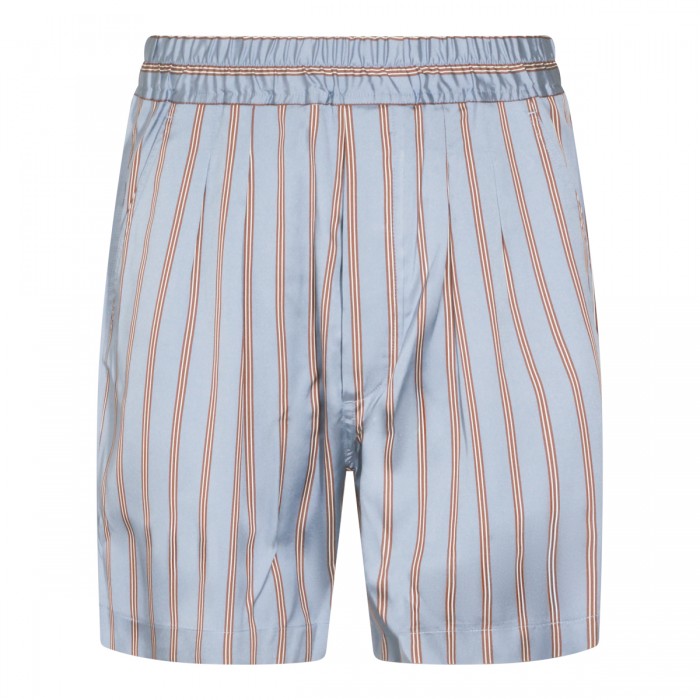 BLUE AND BROWN SILK SHORTS