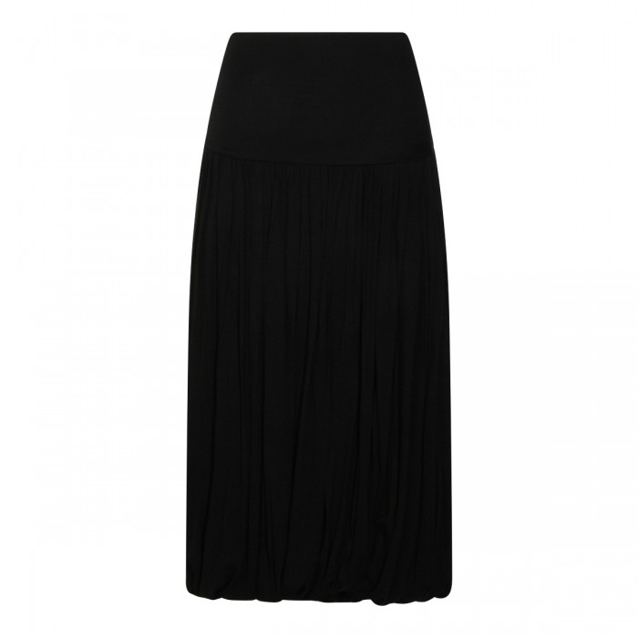 BLACK COTTON MIDI SKIRT