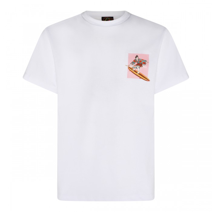 WHITE COTTON PRINTED T-SHIRT