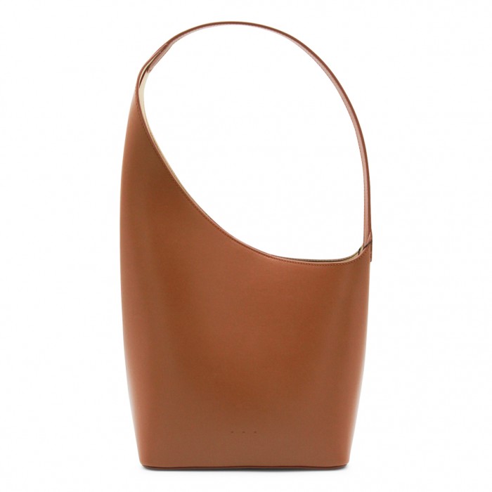 BROWN LEATHER DEMI LUNE...