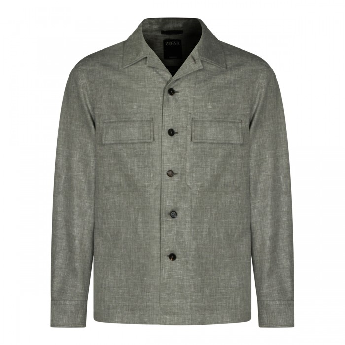 GREY LINEN AND VIRGIN WOOL...